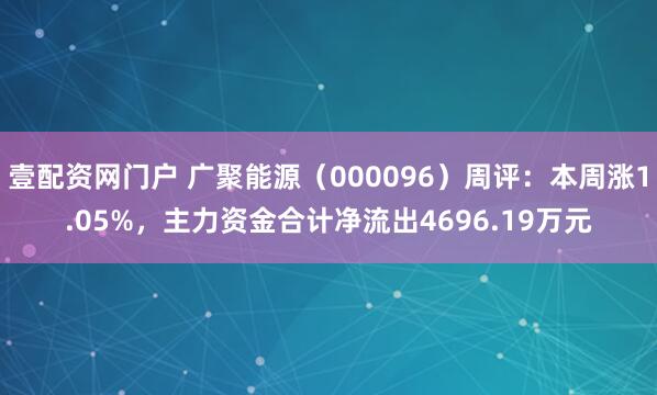 壹配资网门户 广聚能源（000096）周评：本周涨1.05%，主力资金合计净流出4696.19万元